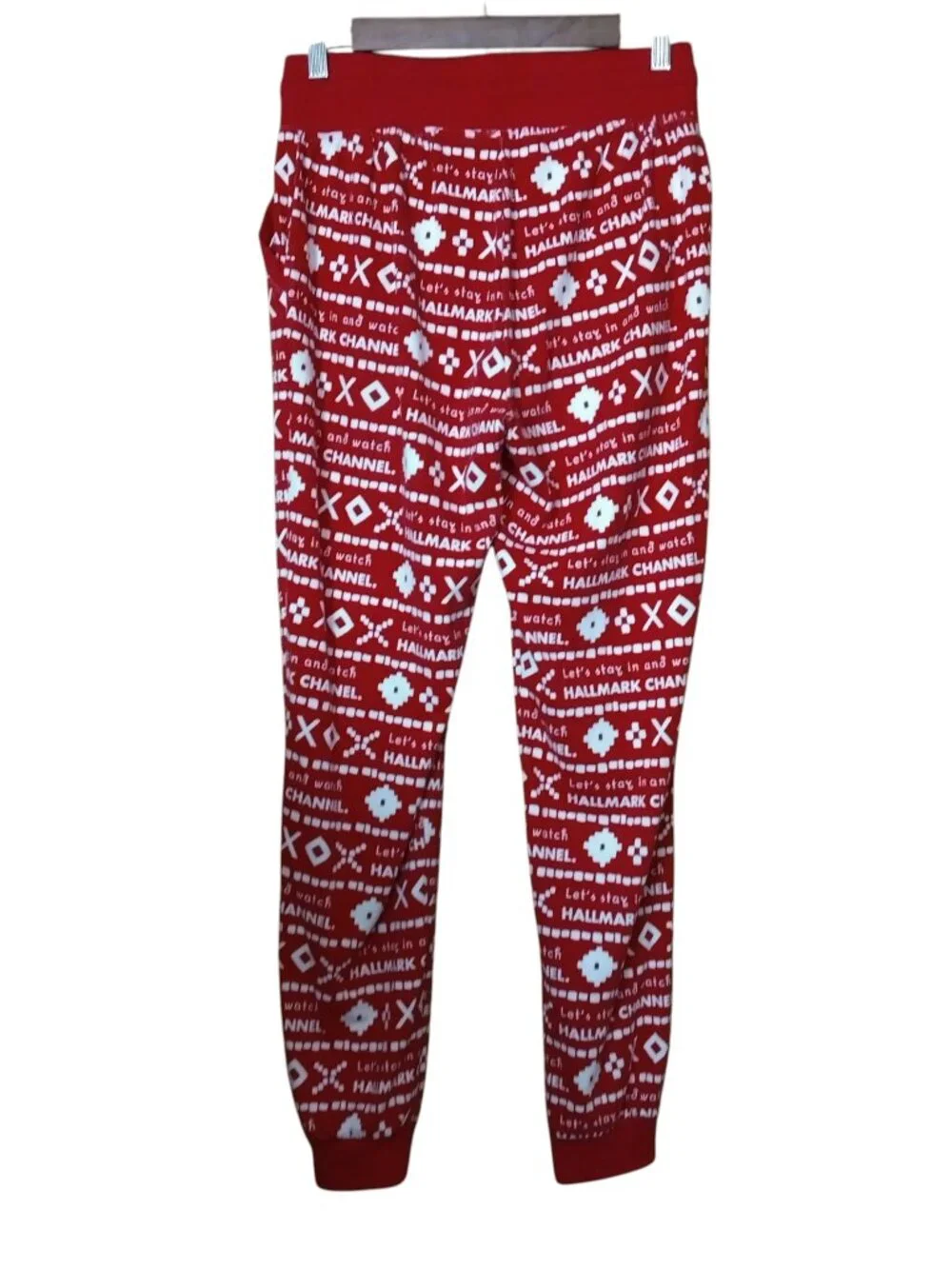Hallmark Channel Women's Small Jogger Lounge Pajama Pants Pockets Red Christmas